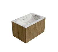 Mondiaz KURVE-DLUX Ensemble de meuble salle de bain - 70x46x40cm - 1 tiroir - lavabo en solid surface - milieu - sans trou de robinet - Dusk KRVBGS701L0D0KMDusGla