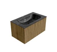 Mondiaz KURVE-DLUX Ensemble de meuble salle de bain - 80x46x40cm - 1 tiroir - lavabo en solid surface - milieu - 1 trou de robinet - Dusk KRVBGS801L0D1KMDusLav