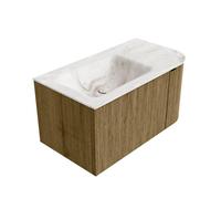Mondiaz KURVE-DLUX Ensemble de meuble salle de bain - 85x46x40cm - 1 tiroir - 1 porte - lavabo en solid surface - gauche - sans trou de robinet - Dusk KRVCLO85R1L1D0KLDusFra