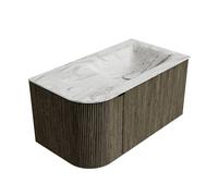 Mondiaz KURVE-DLUX Ensemble de meuble salle de bain - 85x46x40cm - 1 tiroir - 1 porte - lavabo en solid surface - droite - sans trou de robinet - Shadow KRVCLO85L1L1D0KRShaGla