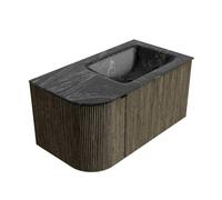 Mondiaz KURVE-DLUX Ensemble de meuble salle de bain - 85x46x40cm - 1 tiroir - 1 porte - lavabo en solid surface - droite - 1 trou de robinet - Shadow KRVCLO85L1L1D1KRShaLav