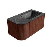 Mondiaz KURVE-DLUX Ensemble de meuble salle de bain - 85x46x40cm - 1 tiroir - 1 porte - lavabo en solid surface - droite - 1 trou de robinet - Ruby KRVCLO85L1L1D1KRRubLav