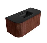 Mondiaz KURVE Ensemble de meuble salle de bain - 100x46x40cm - 1 tiroir - 2 portes - lavabo en solid surface - milieu - sans trou de robinet - Ruby KRVGRU100LR1L2D0KMRubUrb