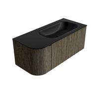 Mondiaz KURVE Ensemble de meuble salle de bain - 105x46x40cm - 1 tiroir - 1 porte - lavabo en solid surface - droite - sans trou de robinet - Shadow KRVBGS105L1L1D0KRShaUrb