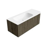 Mondiaz KURVE Ensemble de meuble salle de bain - 115x46x40cm - 1 tiroir - 1 porte - lavabo en solid surface - gauche - sans trou de robinet - Shadow KRVBGS115R1L1D0KLShaTal