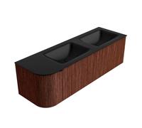 Mondiaz KURVE Ensemble de meuble salle de bain - 145x46x40cm - 1 tiroir - 1 porte - lavabo en solid surface - double / droite - 2 trous de robinet - Ruby KRVCLO145L1L1D2KDRubUrb