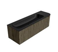 Mondiaz KURVE Ensemble de meuble salle de bain - 145x46x40cm - 1 tiroir - 1 porte - lavabo en solid surface - gauche - sans trou de robinet - Shadow KRVBGL145R1L1D0KLShaUrb