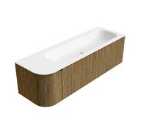 Mondiaz KURVE Ensemble de meuble salle de bain - 145x46x40cm - 1 tiroir - 1 porte - lavabo en solid surface - droite - 1 trou de robinet - Dusk KRVBGL145L1L1D1KRDusTal
