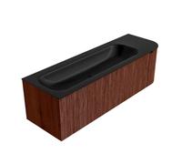 Mondiaz KURVE Ensemble de meuble salle de bain - 145x46x40cm - 1 tiroir - 1 porte - lavabo en solid surface - gauche - sans trou de robinet - Ruby KRVBGL145R1L1D0KLRubUrb