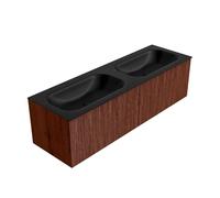 Mondiaz KURVE Ensemble de meuble salle de bain - 150x46x40cm - 2 tiroirs - lavabo en solid surface - double - 2 trous de robinet - Ruby KRVBGS1502L0D2KDRubUrb