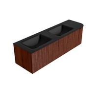 Mondiaz KURVE Ensemble de meuble salle de bain - 155x46x40cm - 2 tiroirs - 1 porte - lavabo en solid surface - double / gauche - 2 trous de robinet - Ruby KRVCLO155R2L1D2KDRubUrb