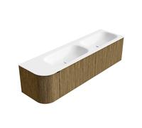 Mondiaz KURVE Ensemble de meuble salle de bain - 165x46x40cm - 2 tiroirs - 1 porte - lavabo en solid surface - double / droite - 2 trous de robinet - Dusk KRVBGS165L2L1D2KDDusTal