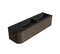 Mondiaz KURVE Ensemble de meuble salle de bain - 165x46x40cm - 2 tiroirs - 1 porte - lavabo en solid surface - double / droite - sans trou de robinet - Shadow KRVBGS165L2L1D0KDShaUrb