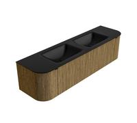 Mondiaz KURVE Ensemble de meuble salle de bain - 170x46x40cm - 1 tiroir - 2 portes - lavabo en solid surface - double - sans trou de robinet - Dusk KRVCLO170LR1L2D0KDDusUrb