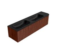 Mondiaz KURVE Ensemble de meuble salle de bain - 175x46x40cm - 2 tiroirs - 1 porte - lavabo en solid surface - double / gauche - sans trou de robinet - Ruby KRVBGS175R2L1D0KDRubUrb