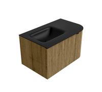 Mondiaz KURVE Ensemble de meuble salle de bain - 75x46x40cm - 1 tiroir - 1 porte - lavabo en solid surface - gauche - 1 trou de robinet - Dusk KRVGRU75R1L1D1KLDusUrb