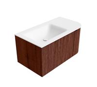 Mondiaz KURVE Ensemble de meuble salle de bain - 85x46x40cm - 1 tiroir - 1 porte - lavabo en solid surface - gauche - sans trou de robinet - Ruby KRVCLO85R1L1D0KLRubTal