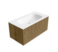 Mondiaz KURVE Ensemble de meuble salle de bain - 90x46x40cm - 1 tiroir - lavabo en solid surface - milieu - sans trou de robinet - Dusk KRVBGS901L0D0KMDusTal