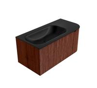 Mondiaz KURVE Ensemble de meuble salle de bain - 95x46x40cm - 1 tiroir - 1 porte - lavabo en solid surface - gauche - 1 trou de robinet - Ruby KRVBGS95R1L1D1KLRubUrb