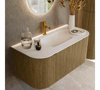 Mondiaz KURVE Ensemble meuble de salle de bains - 100x46x40cm - 1 tiroir - 2 portes - lavabo solid surface - central - 1 trou de robinet - Dusk KRVGRU100LR1L2D1KMDusTal