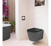 MONDIAZ LAVIE WC suspendu - 36x53cm - sans bride - Urban (noir) - softclose - quick-release - abattant WC - Dark grey (gris) LAVIEsetDgrUrb