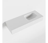 MONDIAZ LEX Lavabo à poser - 80x30x12cm - 0 trous de robinet - lavabo à droite - Solid Surface Talc mat F52115Talc