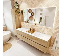 Mondiaz VICA Ensemble de meuble de salle de bains - 180x50x45cm - 4 tiroirs - Vasque talc - double lavabo - sans trou de robinet - Chêne lavé VICA180Was4LD0MOTal