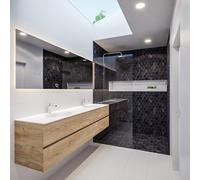 MONDIAZ VICA Ensemble de meuble salle de bain - 200cm - 4 tiroirs - lavabo Moon double - 2 trous de robinet - solid surface chêne blanchi PC75341671