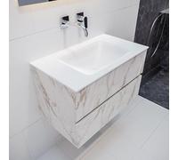 MONDIAZ VICA Ensemble de meuble salle de bain - 80cm - 2 tiroirs - lavabo Cloud au centre - 0 trous de robinet - solid surface marbre carrara PC75341582