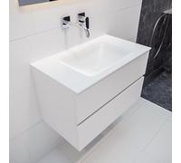 MONDIAZ VICA Ensemble de meuble salle de bain - 80cm - 2 tiroirs - lavabo Cloud au centre - 0 trous de robinet - solid surface talc PC75341056