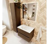 Mondiaz VICA meuble sous lavabo de salle de bains - 70cm - 2 tiroirs - lavabo Moon Talc - 1 trou pour robinet - Mocha VICA70MCH2LM1MOTal