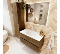 Mondiaz VICA meuble sous lavabo de salle de bains - 90cm - 2 tiroirs - lavabo Moon Talc - sans trou de robinet - Chai VICA90CHA2LM0MOTal