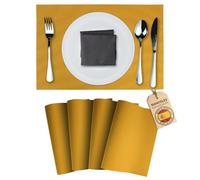 Mondiroso. Lot de 4 sets de table lavables antidérapants pour table de salle à manger et cuisine (4, moutarde)