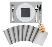 Mondiroso. Lot de 4 sets de table lavables antidérapants pour table de salle à manger et cuisine (8, argent)