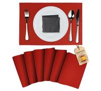 Mondiroso. Lot de 6 sets de table lavables antidérapants pour table de salle à manger et cuisine (6, rouge)