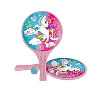MONDO- Dessins animés Toys-15040-Licorne Glitter-2 Raquettes en Plastique/Boule de Caoutchouc-Jeu de Plage pour Enfants et Adultes, 15040, Jaune, 40 x 40 x 16 cm