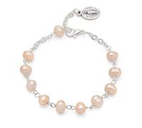 Mondo Cattolico - Bracelet chapelet religieux en perles de bois d'olivier ou perles d'eau Dolce ou nacre - Esprit Saint et Vierge Miraculeuse et crucifix, 20.5 cm, 8.07'', Bois, Il ne s'agit pas d'une