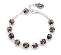 Mondo Cattolico - Chapelet Bracelet Religieux avec Perles en Bois d'Olivier, Verre Vénitien ou Nacre - Esprit Saint et Vierge Miraculeuse, Taglia Unica, Bois, Pas de gemme