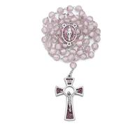 Mondo Cattolico - Chapelet catholique béni pendant l'Angélus du Pape, chapelet en verre vénitien de la Vierge Miraculeuse - Parfait pour les cadeaux catholiques, Normal, Verre, Pas de gemme
