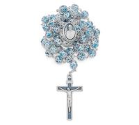 Mondo Cattolico - Chapelet catholique Benoît pendant l'Angelus du Pape, Collier chapelet avec perles en verre bleu filigrane du pape François. Idéal comme cadeau religieux, Normal, Verre, Pas de gemme