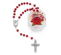 Mondo Cattolico - Chapelet catholique de Cinq Décennies en Pétale de Rose - Idéal pour les cadeaux religieux, Normale, Acier inoxydable, Il ne s'agit pas d'une pierre précieuse