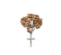 Mondo Cattolico Chapelet catholique pour femmes et hommes béni pendant l'angélus du pape, chapelet catholique de confirmation en perles de bois d'olivier et médaille du centre du Saint-Esprit - Cadeau