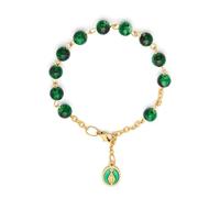 Mondo Cattolico - Rosario Bracelet Religieux avec Médaille Miraculeuse Émaillée, Perles Panachées 6 mm, Bracelet de Prière, Cadeau Catholique Homme Femme, Taglia Unica, Métal, Aucune pierre précieuse.