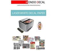 Mondo Decal - Lot de 3 feuilles de papier A4 à décalcomanie pour Imprimantes à laser, base blanche, pas besoin de protection