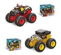 MONDO Hot Wheels Motors - véhicule à rétro Friction - Monster Truck - Beatz Mode - Bone Shaker - RevTredz -14cm - Tout-Terrain - Sons - lumières - Wheelies - Jouet Enfant - 3 Ans et Plus - 51227