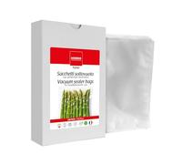 MONDO, Lot de 100 sacs sous vide pour aliments, 15 x 25 cm, prédécoupés, adaptés au micro-ondes, au congélateur et à la cuisson sous vide, sans BPA, fabriqués en Italie