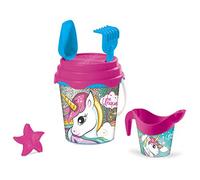 Mondo Mondo-28596 Bucket Glitter Unicorn-Set Plage - Seau Renew Toys et Accessoires : Tamis, râteau, Pelle, Moule, arrosoir Inclus 28596, Rose