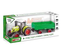 MONDO MONDO-51180 Moyens de Travail Motors-Friction Farm Tractor Remorque Arrière Embrayage Pull Retour pour Enfants-Taille 40 Cm-Tracteur avec remorque-51180, Multicolore, 51180