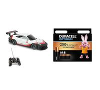 Mondo-Porsche911GT3CupVéhiculeradiocommandé,63535,Noir/Bleu + Piles AA Duracell Optimum (lot de 8) - Piles Alcalines 1,5V - Jusqu’à 200% plus longtemps ou plus puissant - Alimentez vos appareils énerg