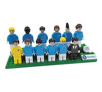 MONDO- Squadra Toys - Brick Football Collectionner - Equipe Napoli composée par Joueurs et entraineur - Couleurs Azur - 25595, Bianco Azzurro